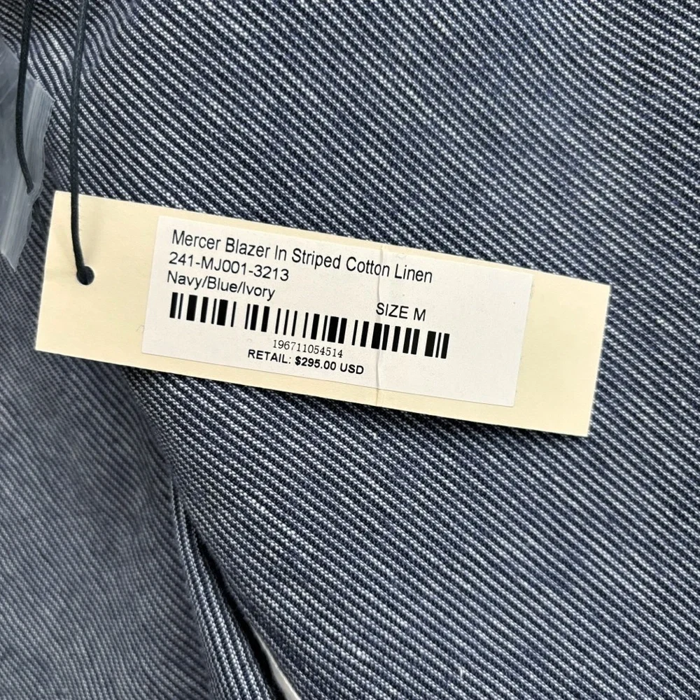 Alex Mill Men’s Mercer Blazer Striped Cotton Linen Size Medium New Classic Fit